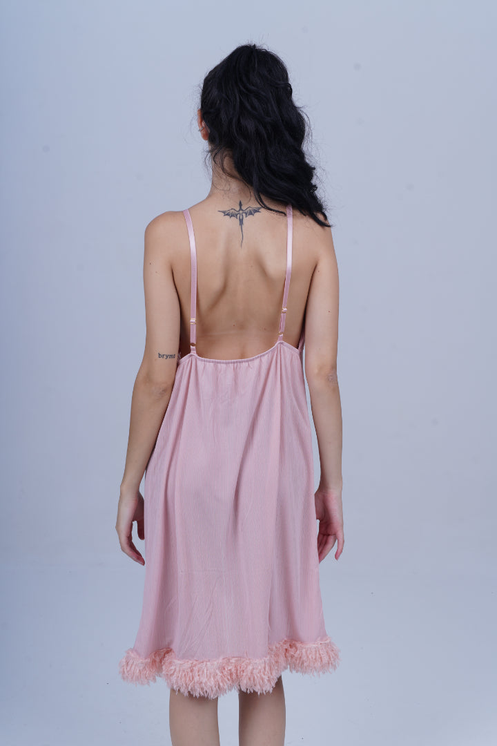 AXTZH Luxury Nightwear for Women with Sensual Fit and Intricate Edge Finishes X2424-BLUSH-F1L