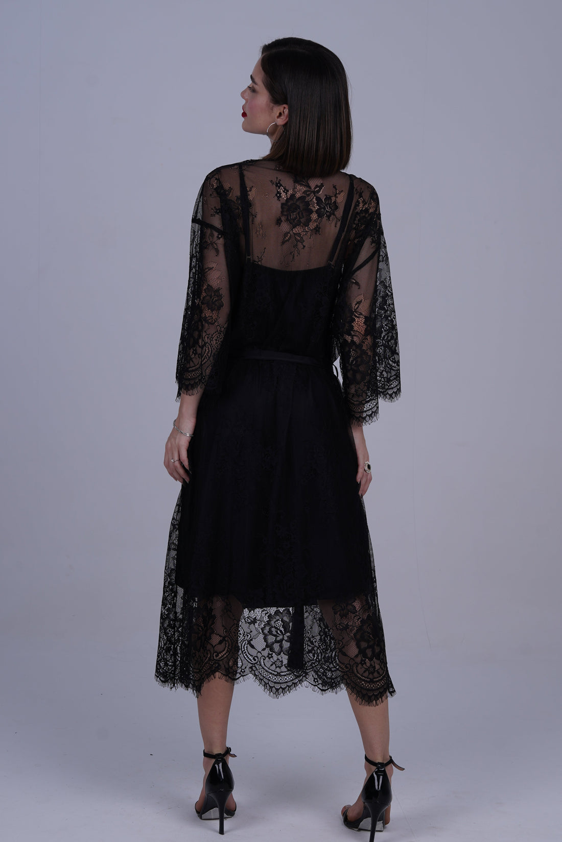 AXTZH Two-Piece Women’s Nightwear Collection Combining Timeless Elegance with Sensual Charm X2105-BLACK-F12S