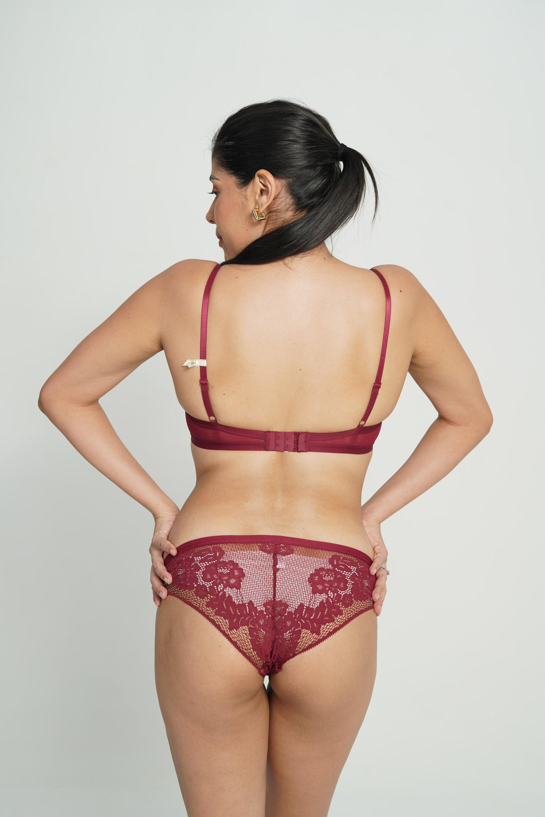 BELLAGIO Stylish Sexy Bra with Strappy Neckline and Refined Lace Finish BB5073-MERLOT-DN202